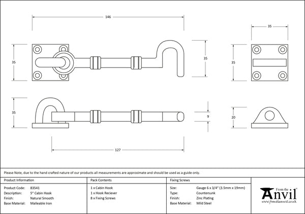 5" Cabin Hook