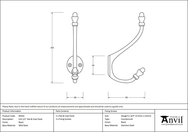 6 ½" Hat & Coat Hook