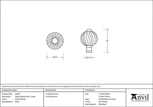 Small Spiral Cabinet Knob