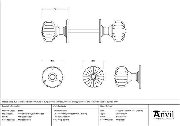 Flower Mortice/Rim Knob Set