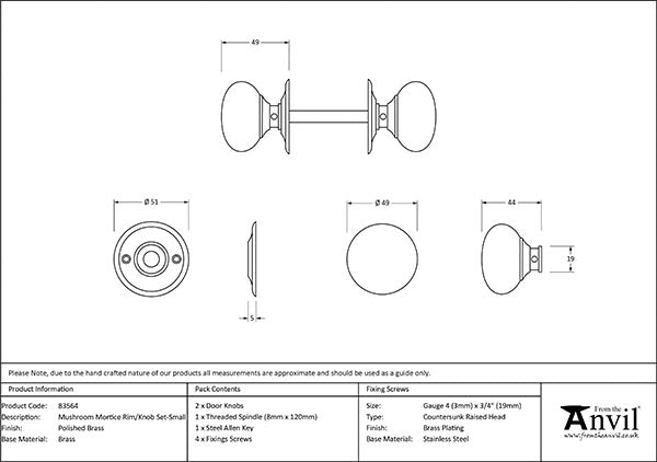 Mushroom Mortice/Rim Knob Set