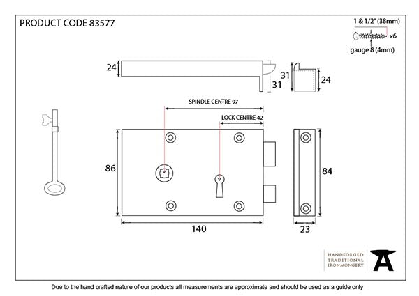 Left-Handed Rim Lock - Small