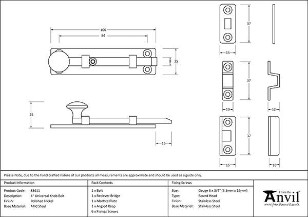 4" Universal Bolt