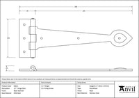 12" Black Cast T Hinge (pair)