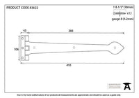 16" Black Cast T Hinge (pair)