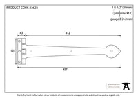 18" Black Cast T Hinge (pair)