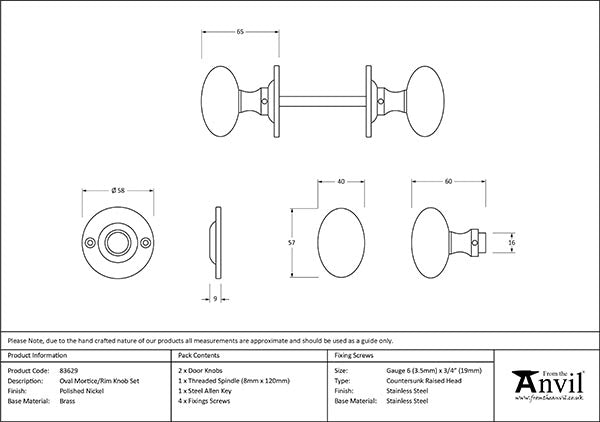 Oval Mortice/Rim Knob Set