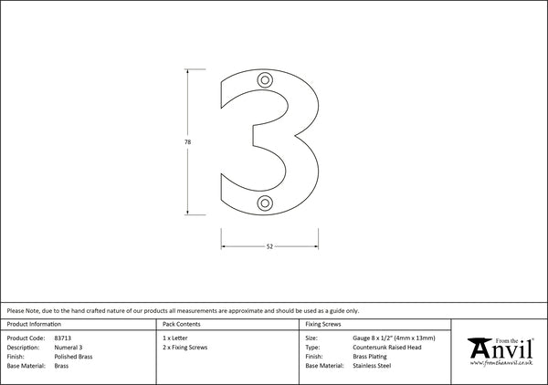 Polished Brass Numeral