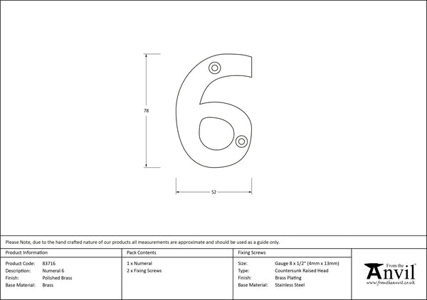 Polished Brass Numeral