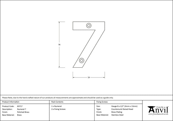 Polished Brass Numeral