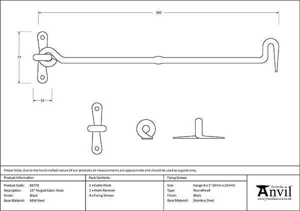 14" Forged Cabin Hook