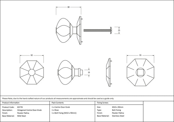 Octagonal Centre Door Knob External