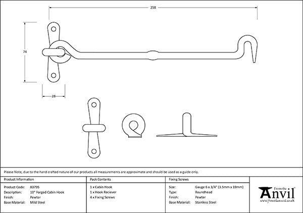 10" Forged Cabin Hook