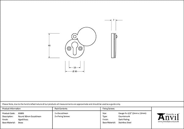 30mm Round Escutcheon