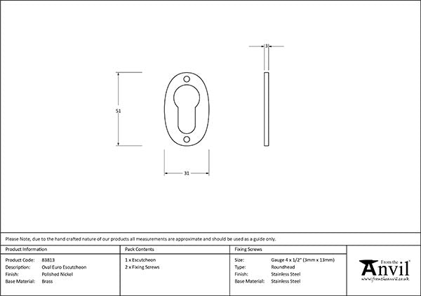 Oval Euro Esctucheon