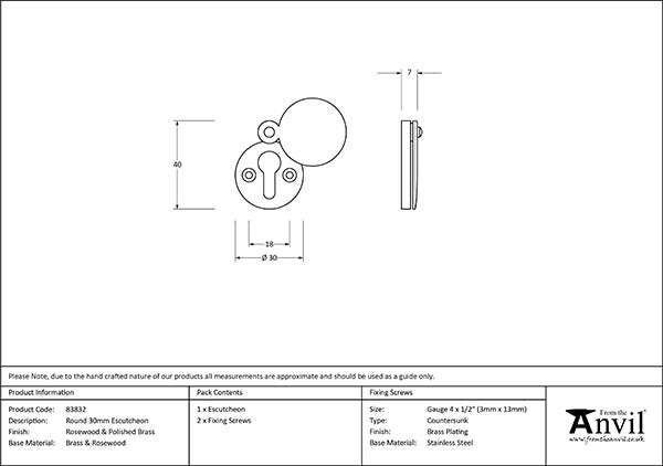 30mm Round Escutcheon