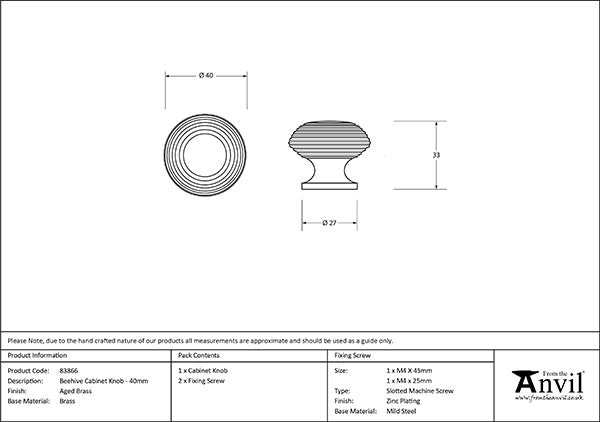 40mm Beehive Cabinet Knob