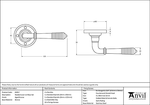 Reeded Lever on Rose Set (Sprung)