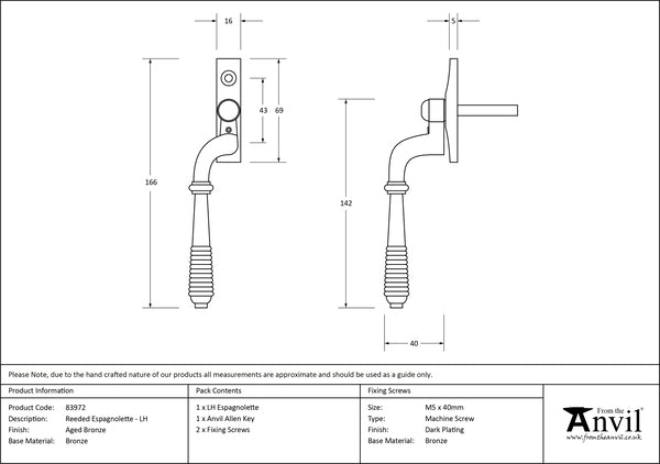 Left-Handed Reeded Espag