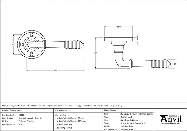 Reeded Lever on Rose Set (Sprung)