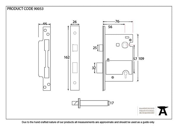 3" 5 Lever Heavy Duty BS Sash Lock