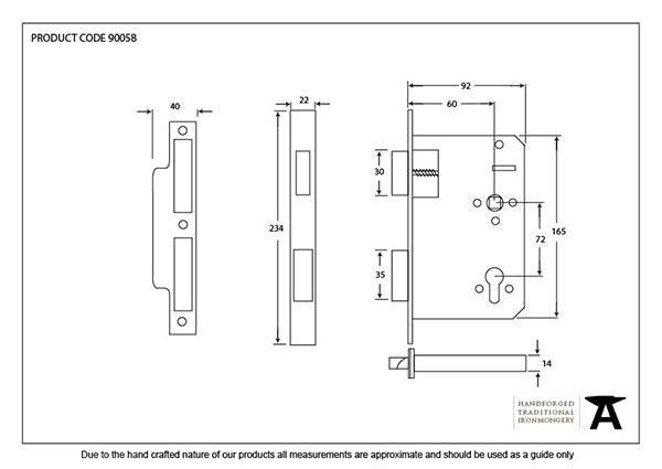 60mm Backset 72mm Centre Euro Sashlock