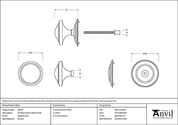 Art Deco Centre Door Knob