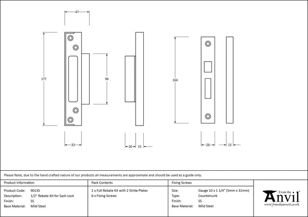 ½" Rebate Kit for Sash Lock