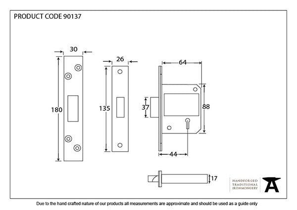 2½" BS 5 Lever Deadlock Keyed to Differ