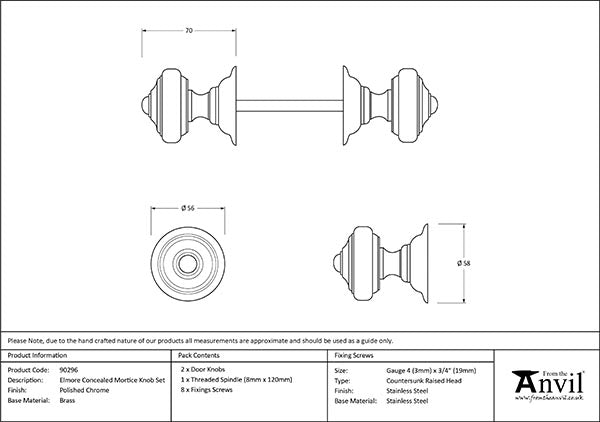 Elmore Concealed Mortice Knob Set