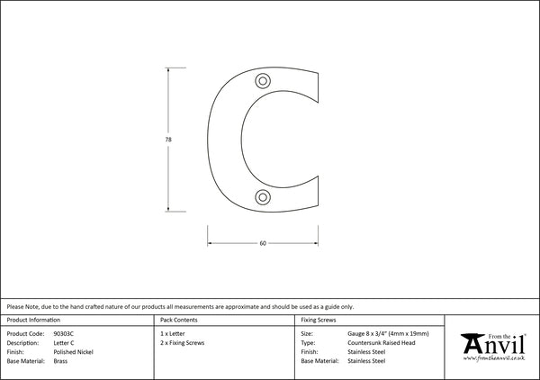 Polished Nickel Letter