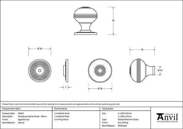 38mm Prestbury Cabinet Knob