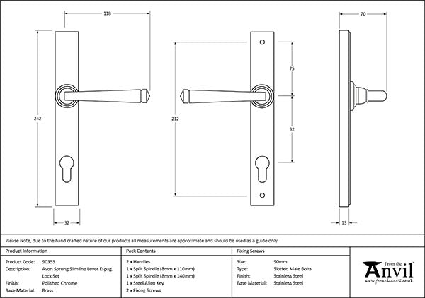 Avon Slimline Lever Espag. Lock Set