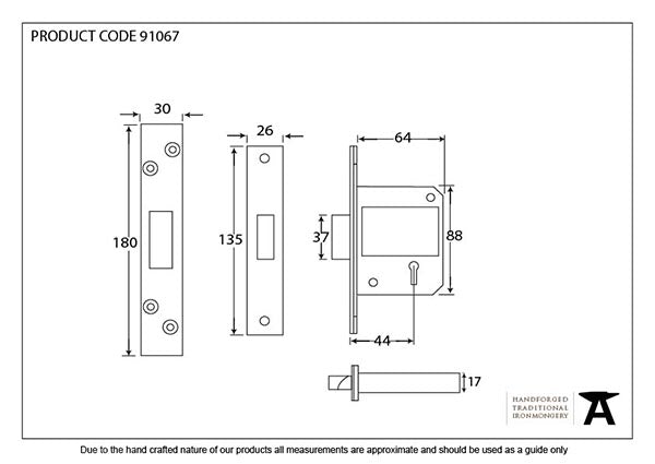 2½" BS 5 Lever Deadlock Keyed Alike