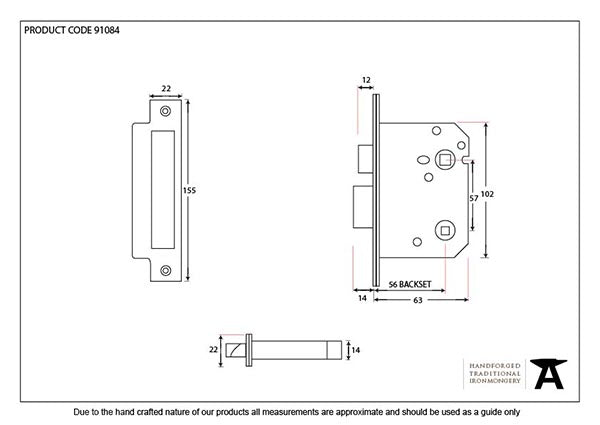 3" Bathroom Mortice Lock