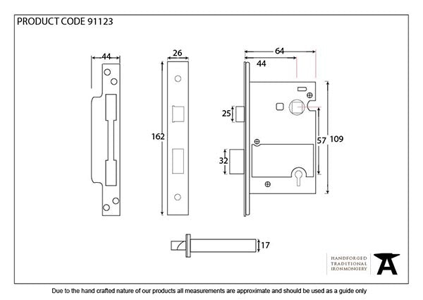 2 ½" 5 Lever Heavy Duty BS Sash Lock KA