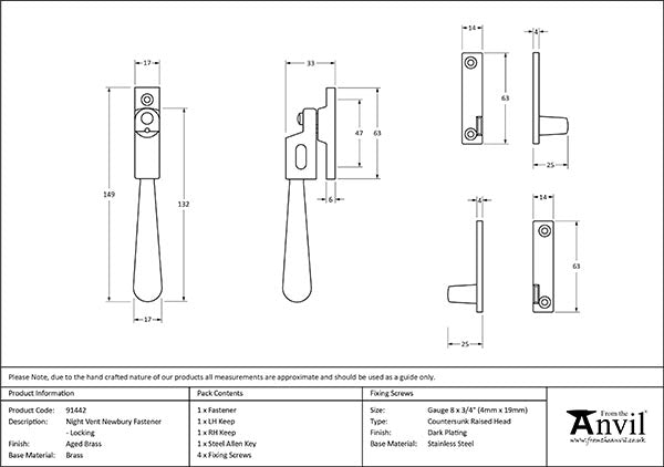 Night-Vent Locking Newbury Fastener