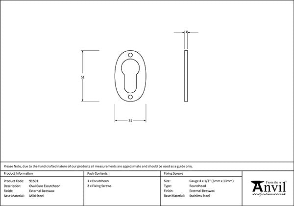 Oval Euro Esctucheon