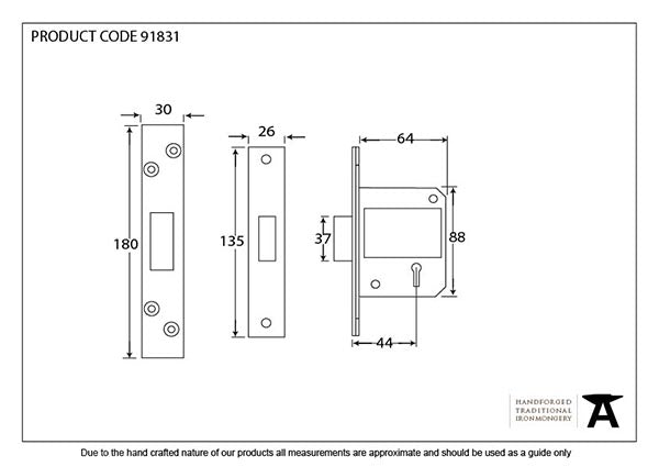 2½" BS 5 Lever Deadlock Keyed to Differ