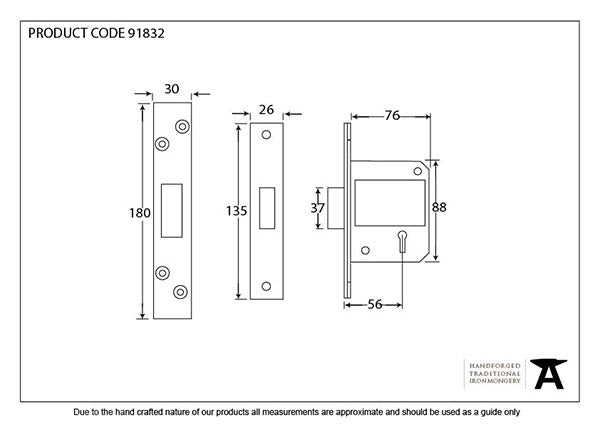 3" BS 5 Lever Deadlock Keyed to Differ