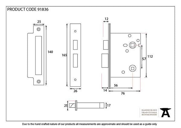 3" Heavy Duty Bathroom Mortice Lock