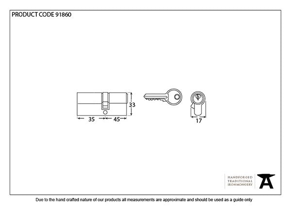 5 Pin Euro Cylinder 35/45 Keyed to differ