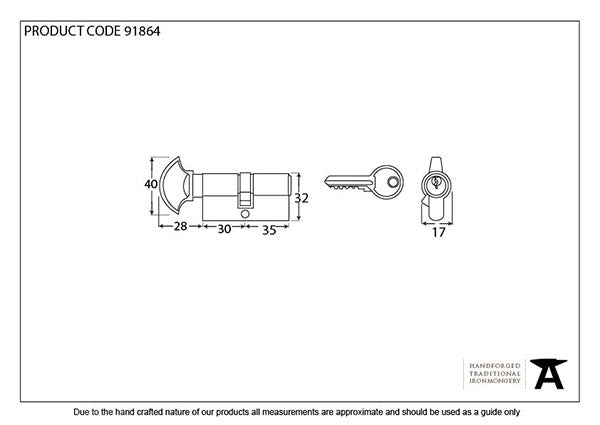 6 Pin Euro Cylinder/Thumbturn 30T/35 Keyed to differ