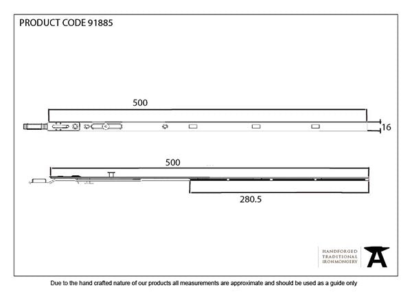 500mm BZP Extension Piece for Espag Door Locks