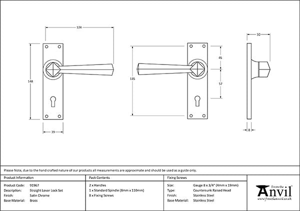 Straight Lever Lock Set