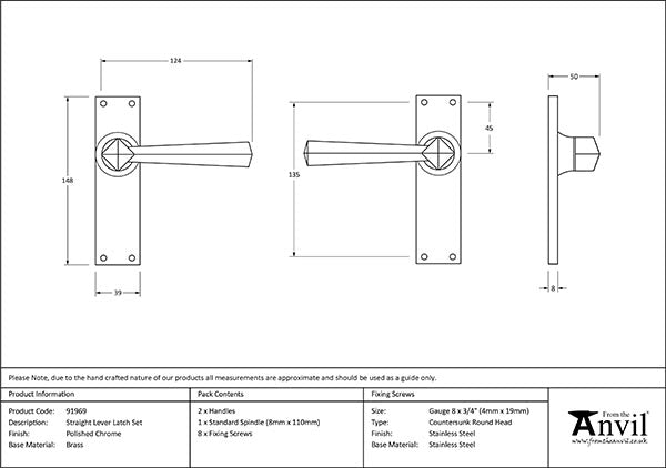 Straight Lever Latch Set