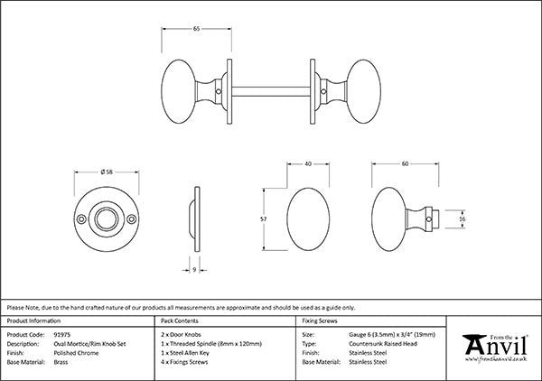 Oval Mortice/Rim Knob Set