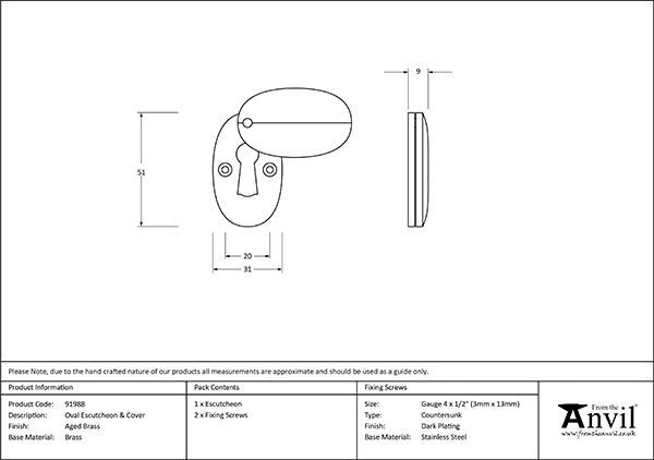 Oval Escutcheon with Cover