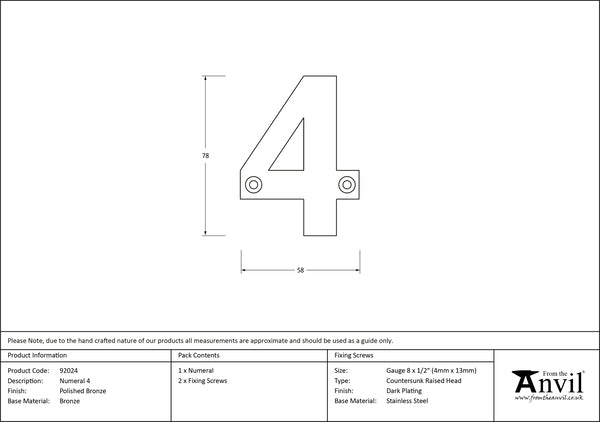 Polished Bronze Numeral