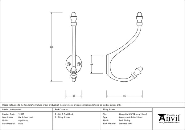 6 ½" Hat & Coat Hook